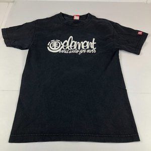 Vintage Element Skateboards Shirt Men's Small Black Faded Cursive Spell Out Logo